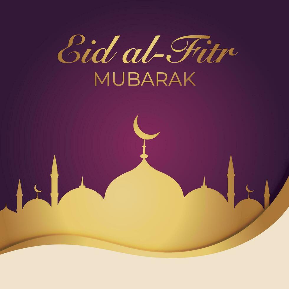 Ramadan eid mubarak saluto carta con moschea silhouette gratuito vettore illustrazione