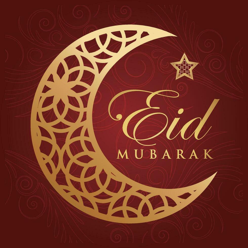 eid mubarak saluto carta con oro mezzaluna e turbinii vettore