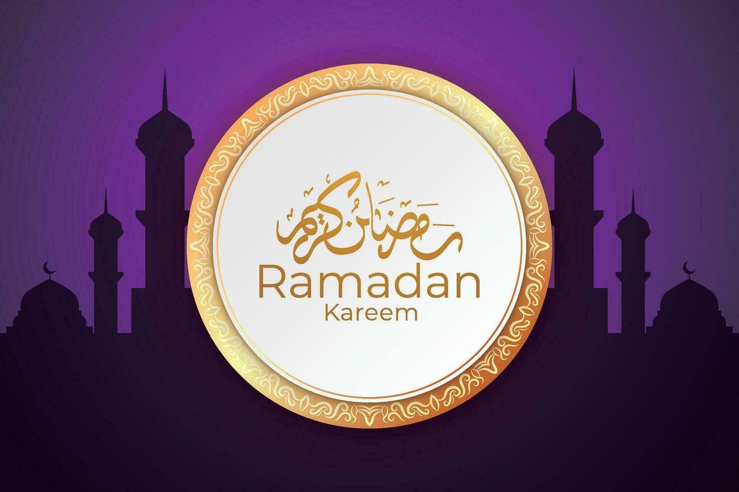 biglietto di auguri di ramadan kareem con calligrafia araba vettore