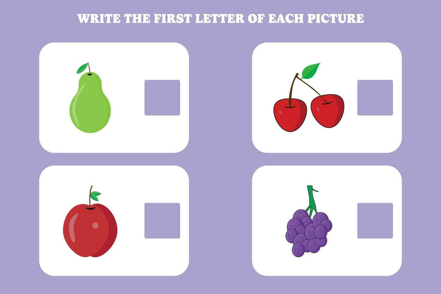 Scrivi il primo lettera di ogni immagine. educativo gioco per scuola materna, scuola materna o elementare bambini. vettore
