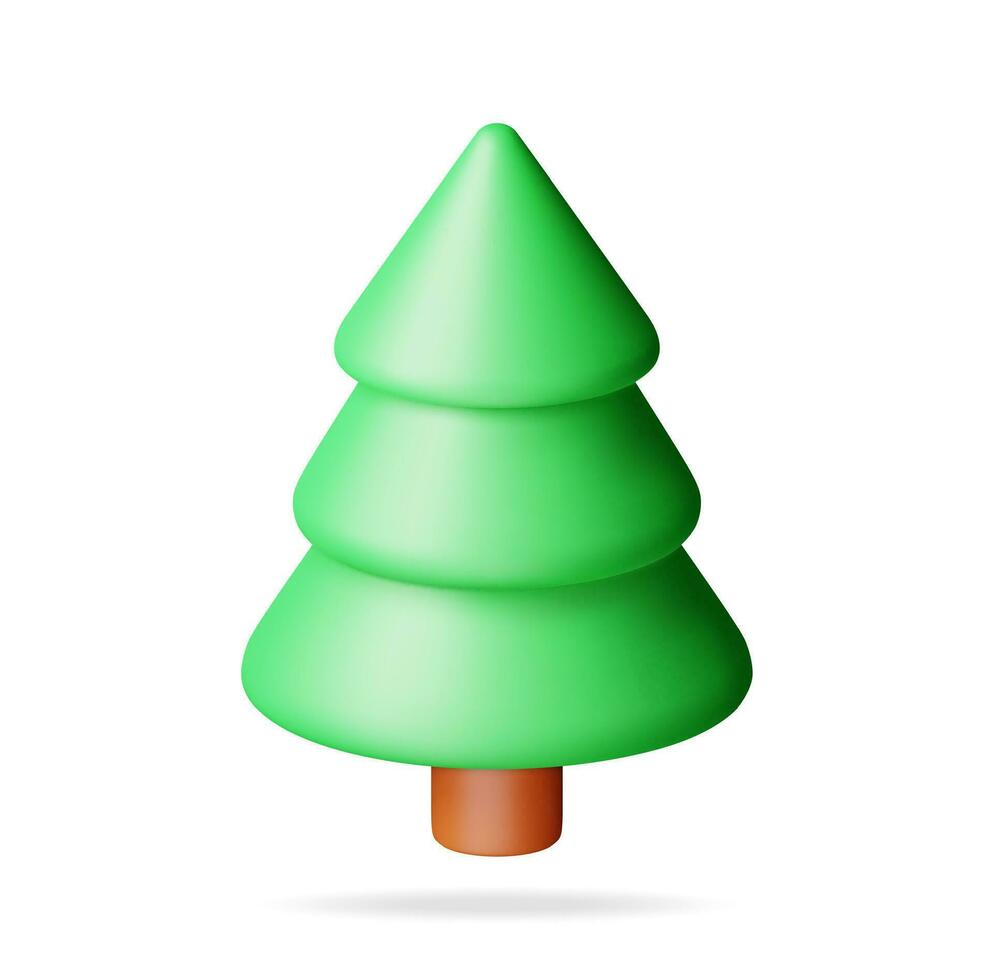 3d astratto Natale albero isolato. rendere abete rosso, sempreverde albero icona. saluto carta, festivo manifesto, festa inviti elemento. Natale e nuovo anno. cartone animato vettore illustrazione