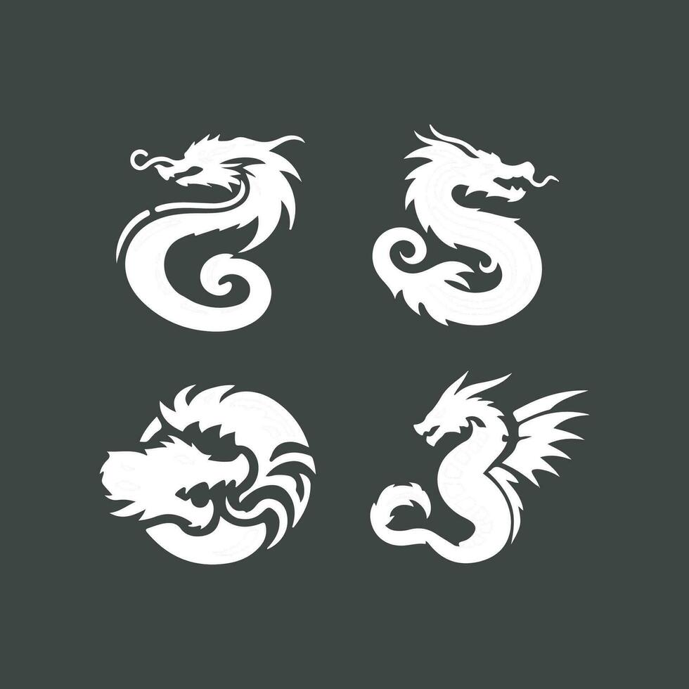modello di logo di progettazione dell'illustrazione dell'icona di vettore del drago