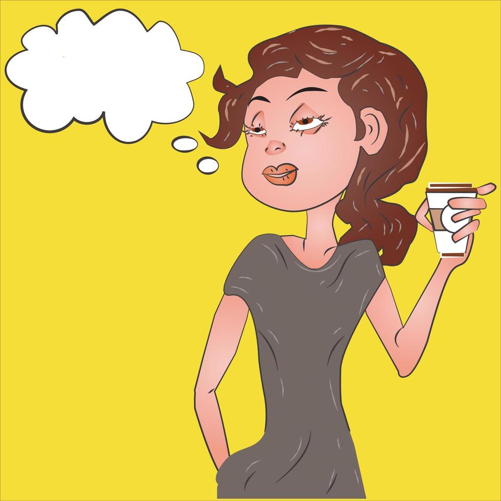 donna con tazza di caffè vettore