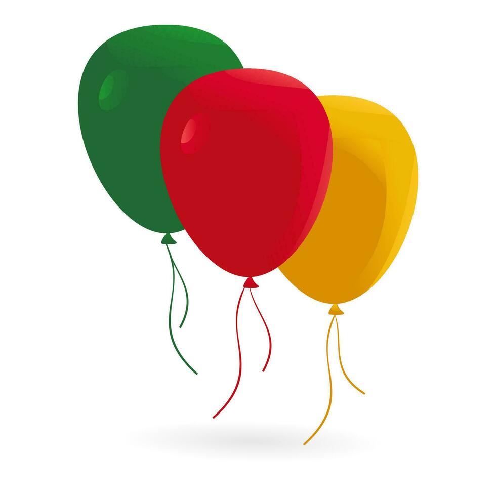 icona di 3 palloncini nel rosso, giallo e verde. vettore isolato su bianca sfondo. design ornamenti per feste, compleanni, anniversari, San Valentino giorno.