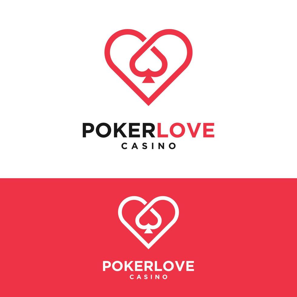 poker love asso di picche modello di progettazione del logo del cuore vettore