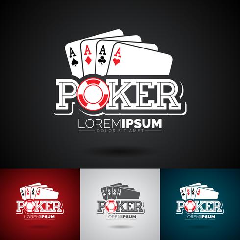 Vector Poker Logo Design Template con elementi di gioco.
