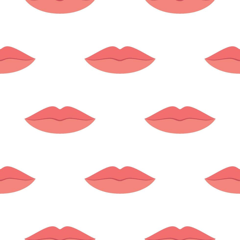 senza soluzione di continuità modello con womans rosso e rosa baci labbra. isolato su bianca sfondo. vettore illustrazione nel piatto stile