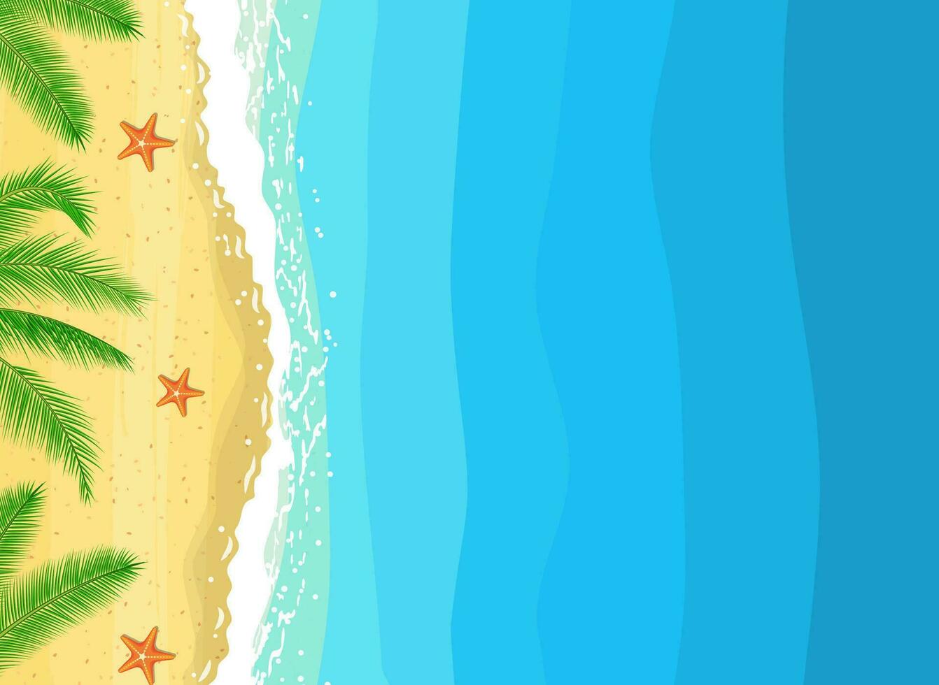 estate su spiaggia composizione con copia spazio. bellissimo sfondo su il mare argomento con palma alberi. vettore illustrazione nel piatto stile