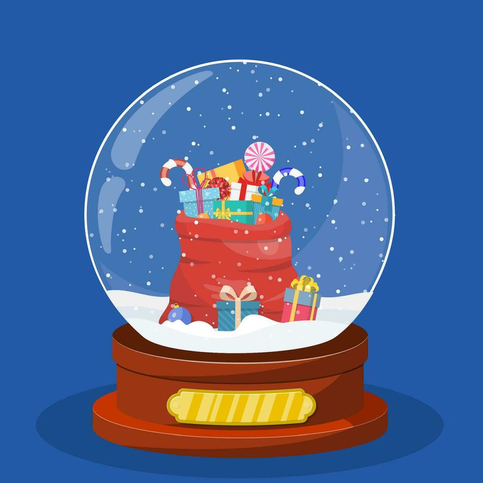 Natale neve globo con rosso Borsa vettore