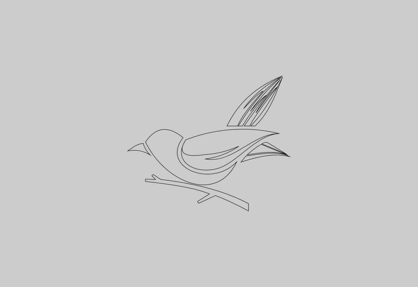 uccello su ramo magro linea icona - modificabile ictus vettore