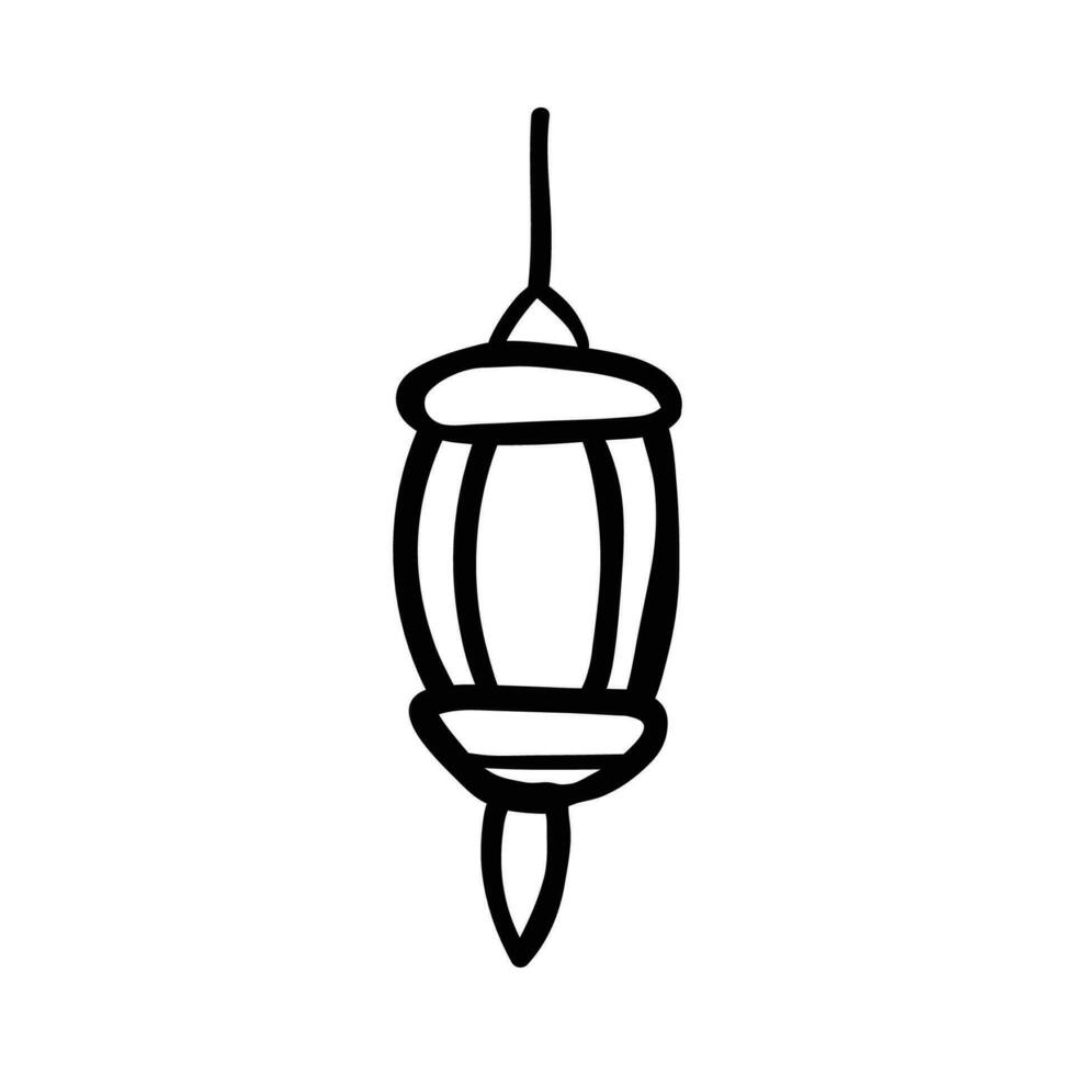 Ramadan sospeso lanterna Linea artistica disegnato a mano vettore