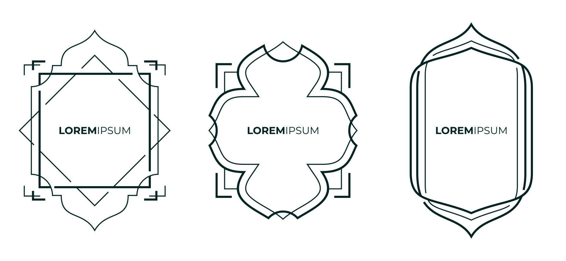 set di modello di design decorativo cornice islamica vettore