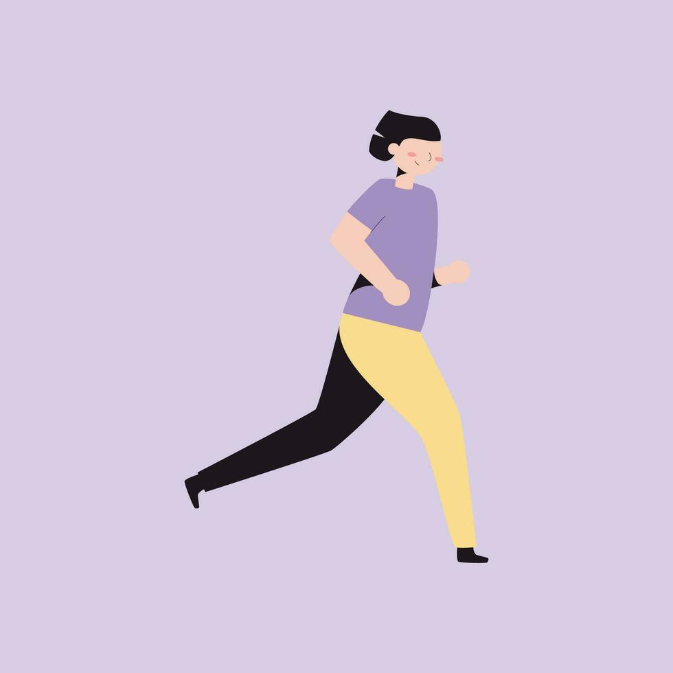 in esecuzione donna. ragazza jogging. vettore illustrazione nel piatto stile.