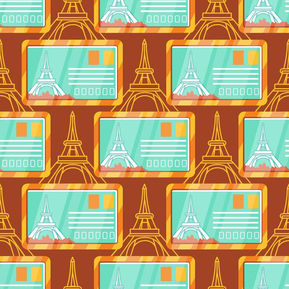 vettore modello su il tema di turismo, Parigi e il eiffel Torre nel un' carino cartone animato stile.