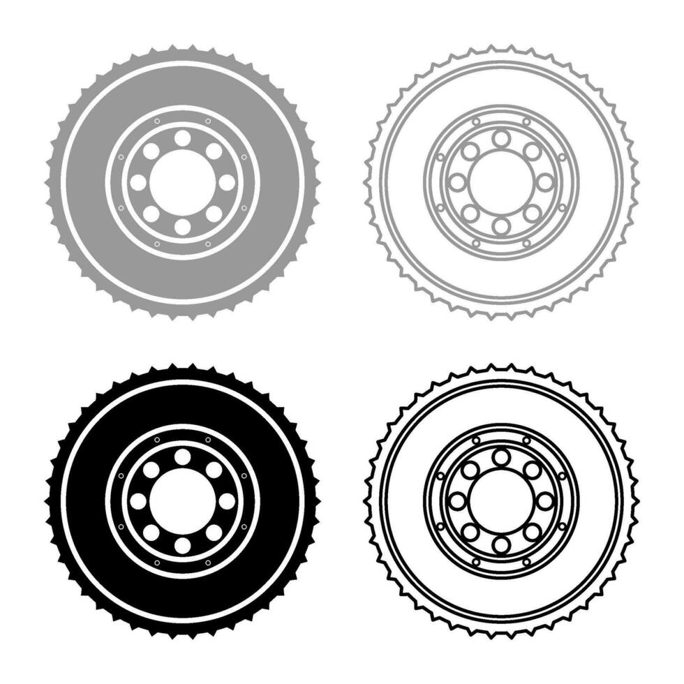 auto frizione volano coesione trasmissione auto parte piatto kit riparazione servizio impostato icona grigio nero colore vettore illustrazione Immagine solido riempire schema contorno linea magro piatto stile