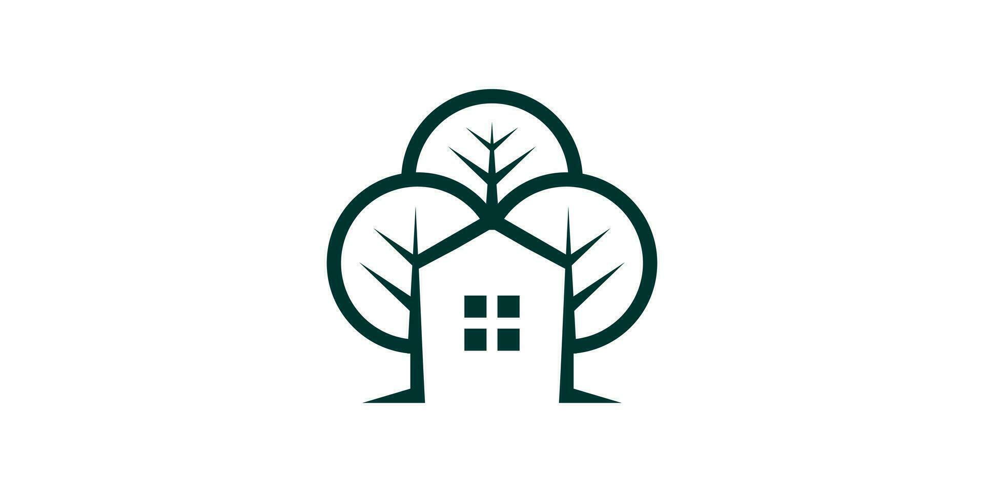 logo design combinazione di albero forma con Casa, icona, vettore, simbolo. vettore