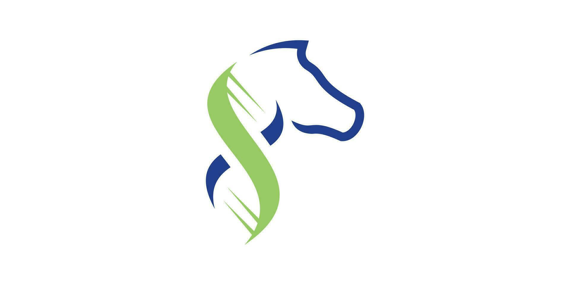 il logo design combina il forma di un' cavalli testa con un' genetico o dna simbolo. vettore