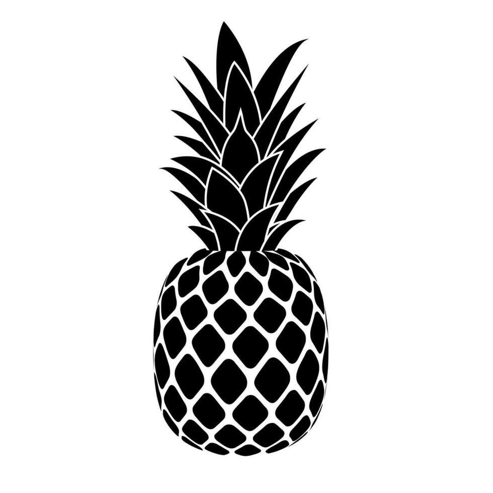 ananas tropicale dolce estate frutta silhouette icona isolato su bianca sfondo. vettore illustrazione nel piatto stile