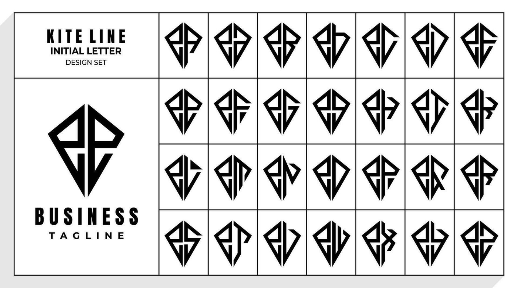 impostato di astratto linea aquilone minuscolo lettera e eee logo design vettore