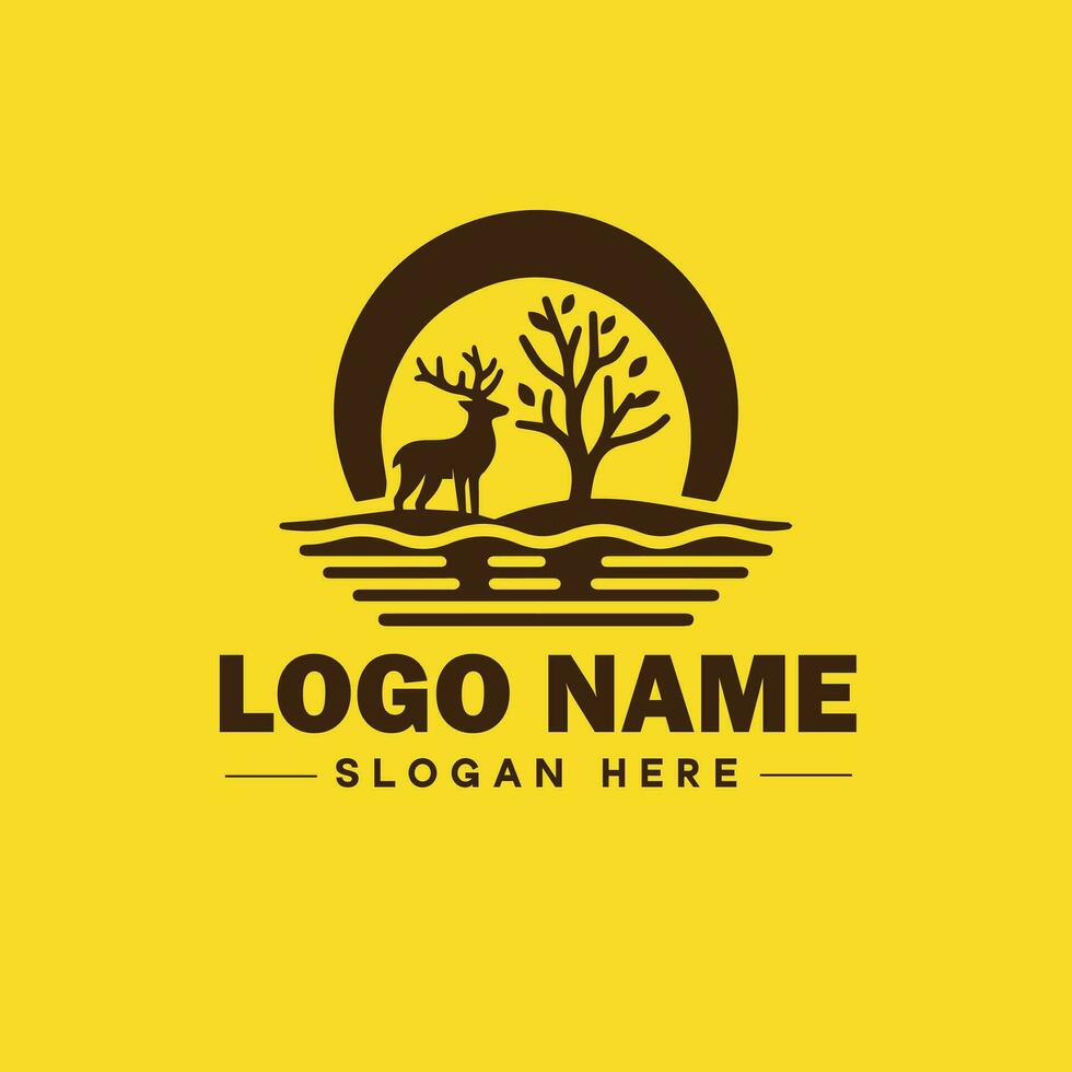 cervo animale logo e icona pulito piatto moderno minimalista attività commerciale e lusso marca logo design modificabile vettore