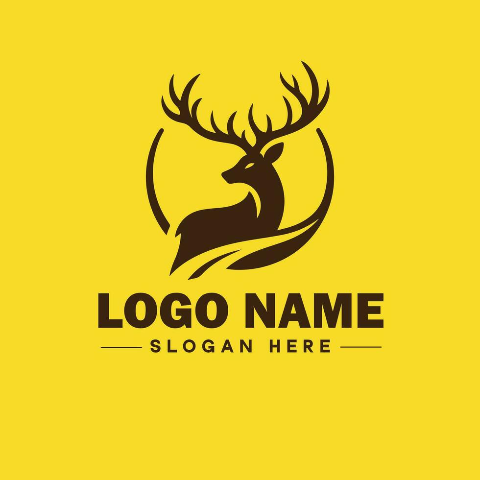 cervo animale logo e icona pulito piatto moderno minimalista attività commerciale e lusso marca logo design modificabile vettore