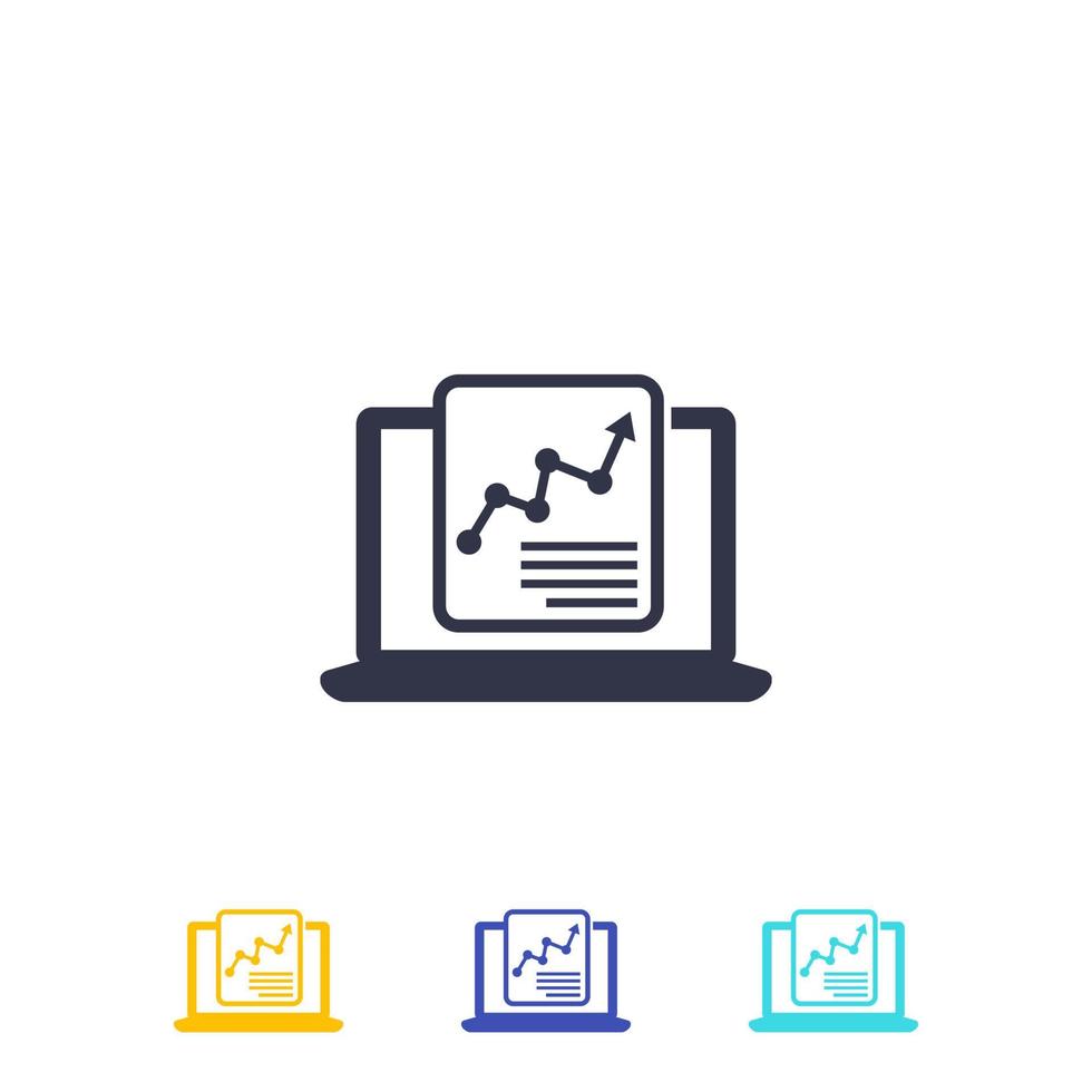 icona di analisi e statistiche del computer vettore