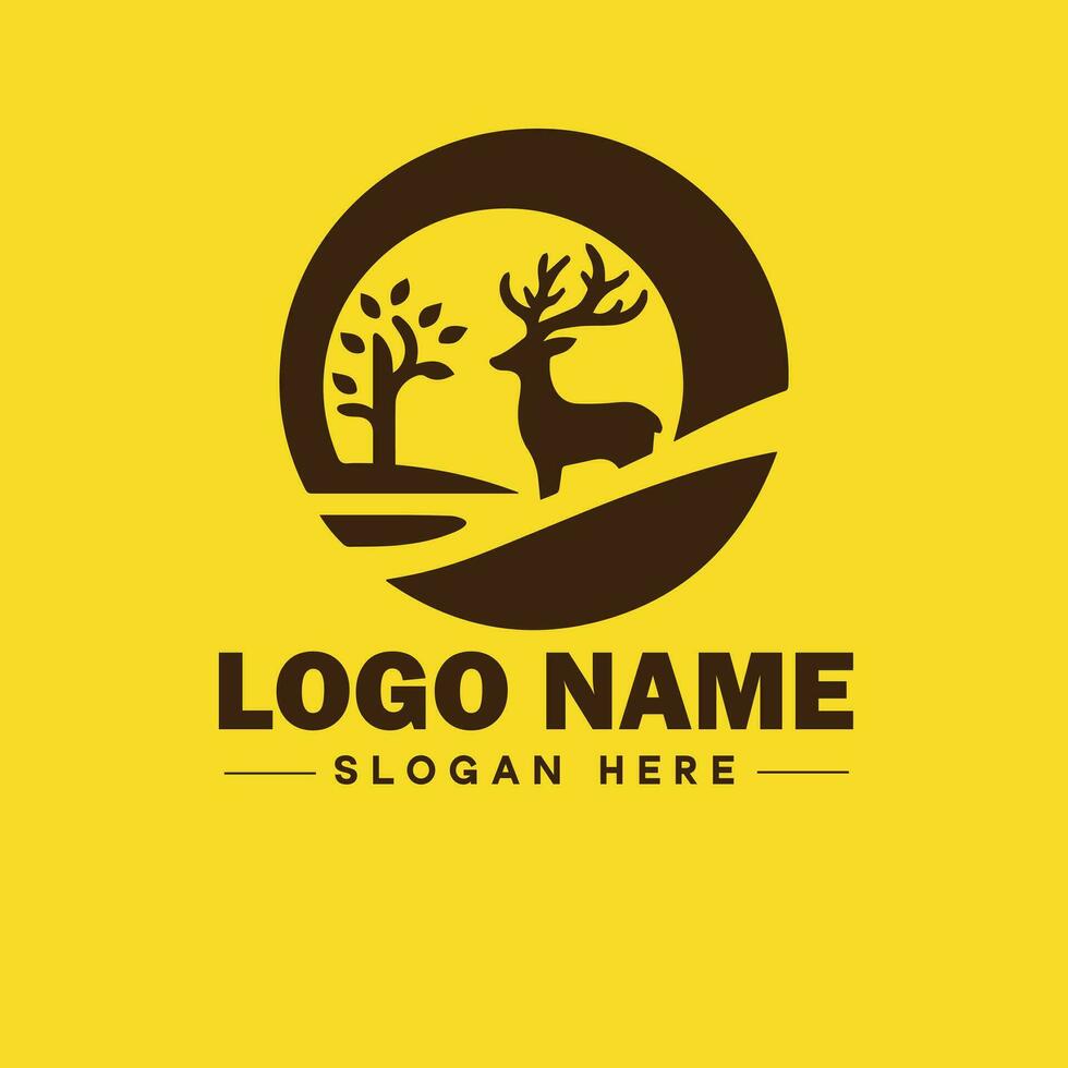 cervo animale logo e icona pulito piatto moderno minimalista attività commerciale e lusso marca logo design modificabile vettore