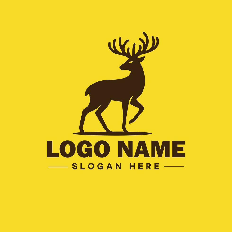 cervo animale logo e icona pulito piatto moderno minimalista attività commerciale e lusso marca logo design modificabile vettore