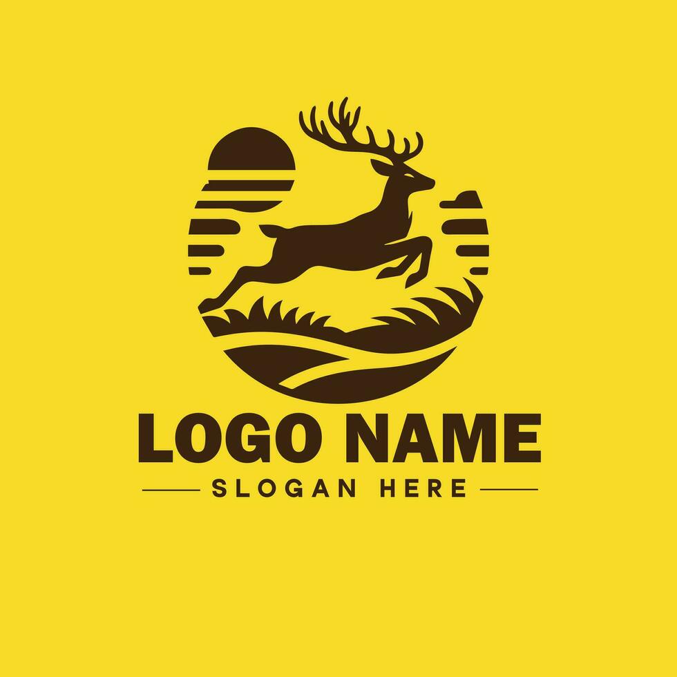 cervo animale logo e icona pulito piatto moderno minimalista attività commerciale e lusso marca logo design modificabile vettore