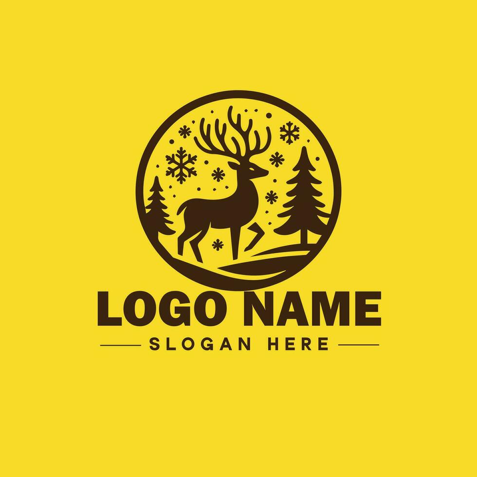 cervo animale logo e icona pulito piatto moderno minimalista attività commerciale e lusso marca logo design modificabile vettore