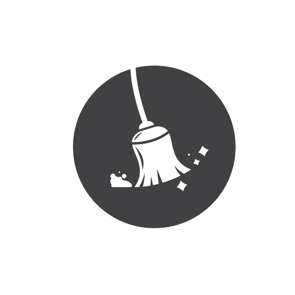 scopa icona di addetto alle pulizie vettore illustrazione design modello