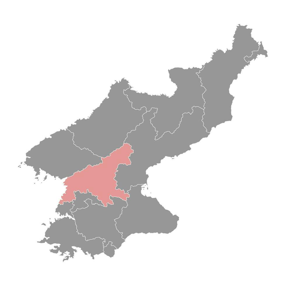 Sud pyongan Provincia carta geografica, amministrativo divisione di nord Corea. vettore illustrazione.