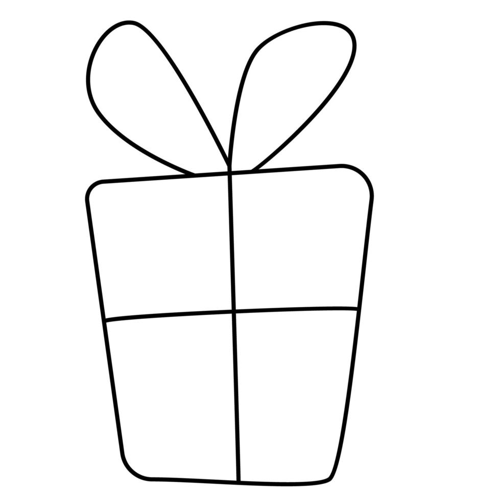 scatola decorativa con regalo. illustrazione al tratto vettore