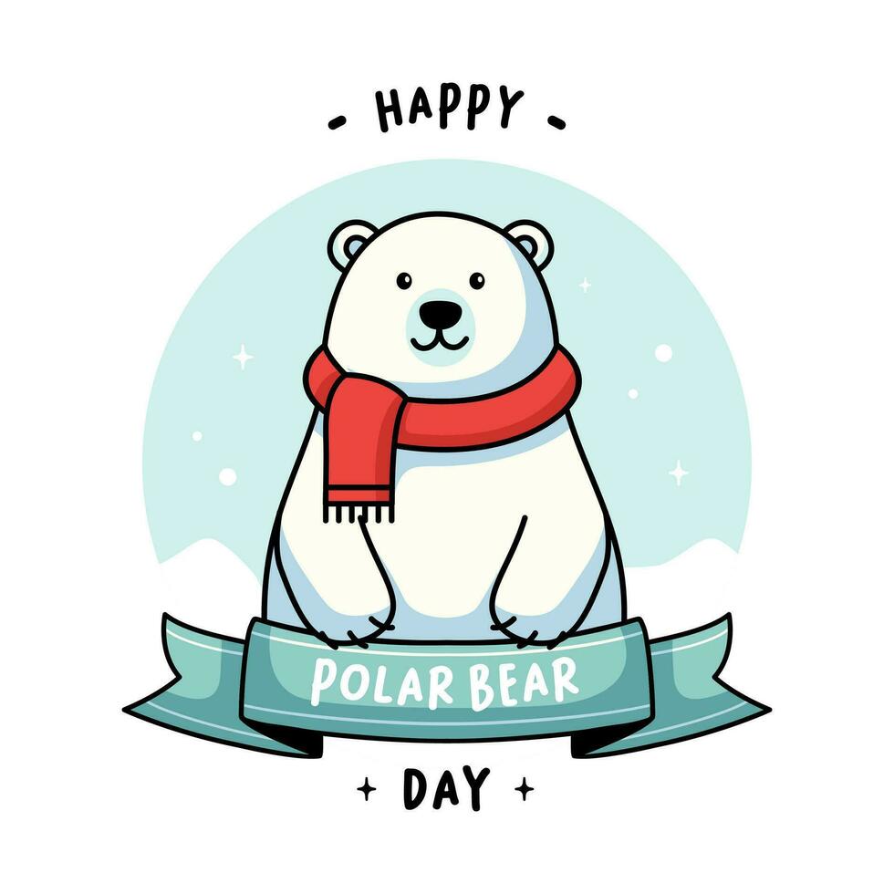 contento polare orso giorno design è isolato su un' bianca sfondo vettore