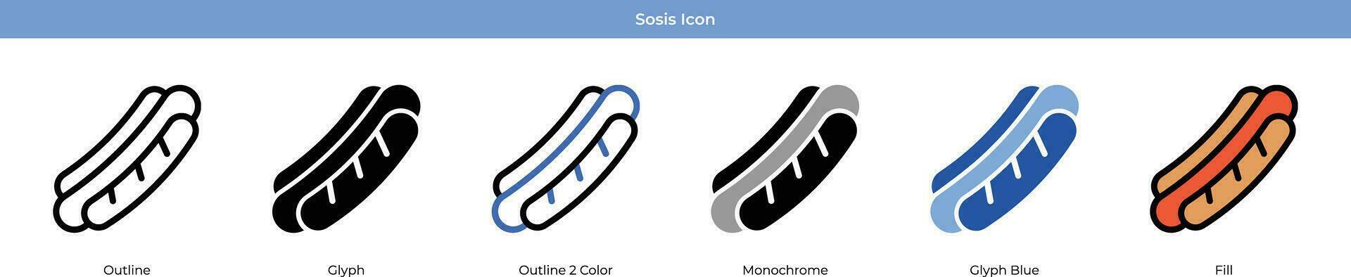 sosis nuovo anno icona impostato vettore