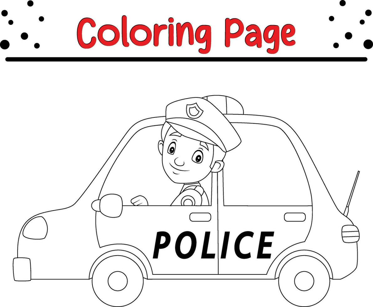 colorazione pagina polizia autista auto vettore