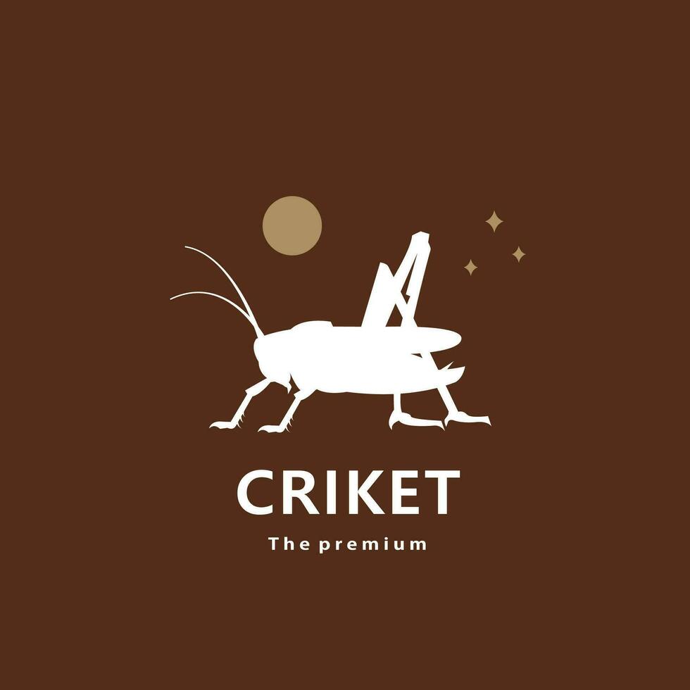 animale cricket naturale logo vettore icona silhouette retrò fricchettone