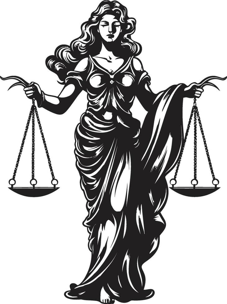 virtuoso vigilanza signora di giustizia emblema legale luminare giustizia signora icona vettore