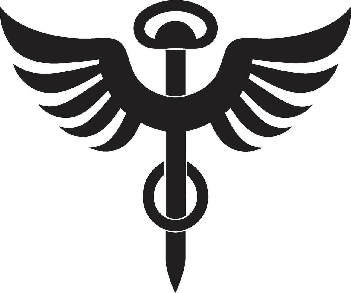 medico nexus ospedale logo emblema benessere Ali clinica icona vettore