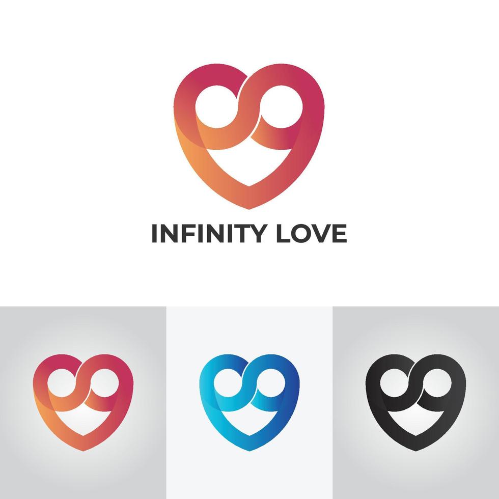 logo moderno della linea del cuore infinito. amo il marchio di identità e il simbolo dell'icona dell'app. vettore del modello di set di concetti commerciali