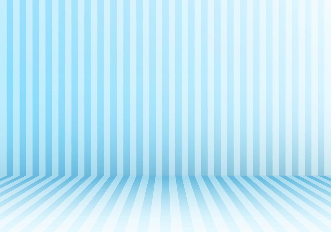 3d sala studio linee verticali astratte a strisce blu caramella prospettiva pavimento e sfondo vettore