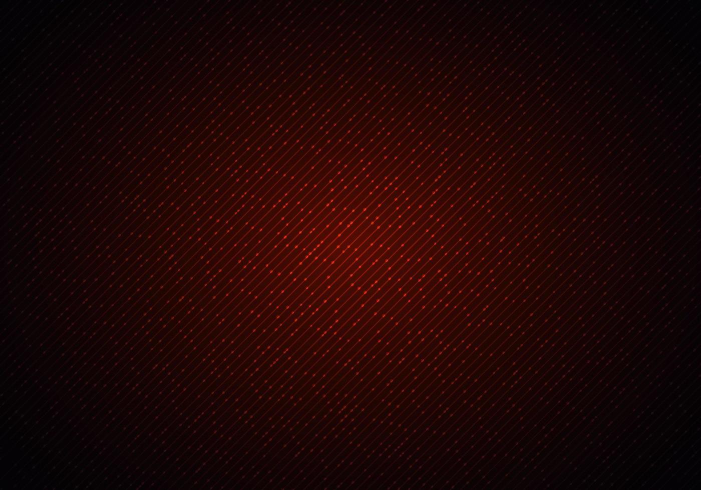 linee diagonali lucide rosse astratte e particelle di punti con illuminazione su sfondo scuro vettore