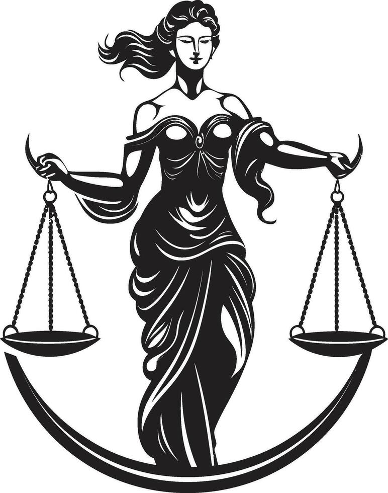 legale luminare signora di giustizia emblema uguaglianza essenza giustizia signora icona vettore