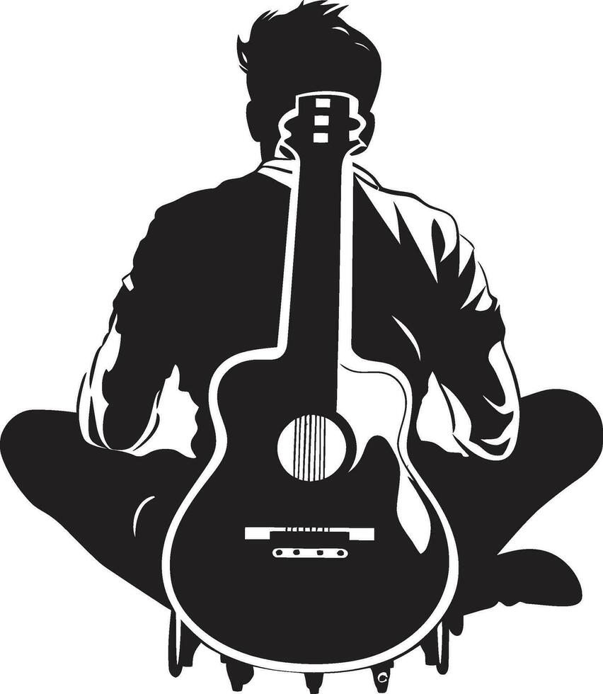 sereno stringhe chitarrista logo vettore armonico armonia musicista emblema design
