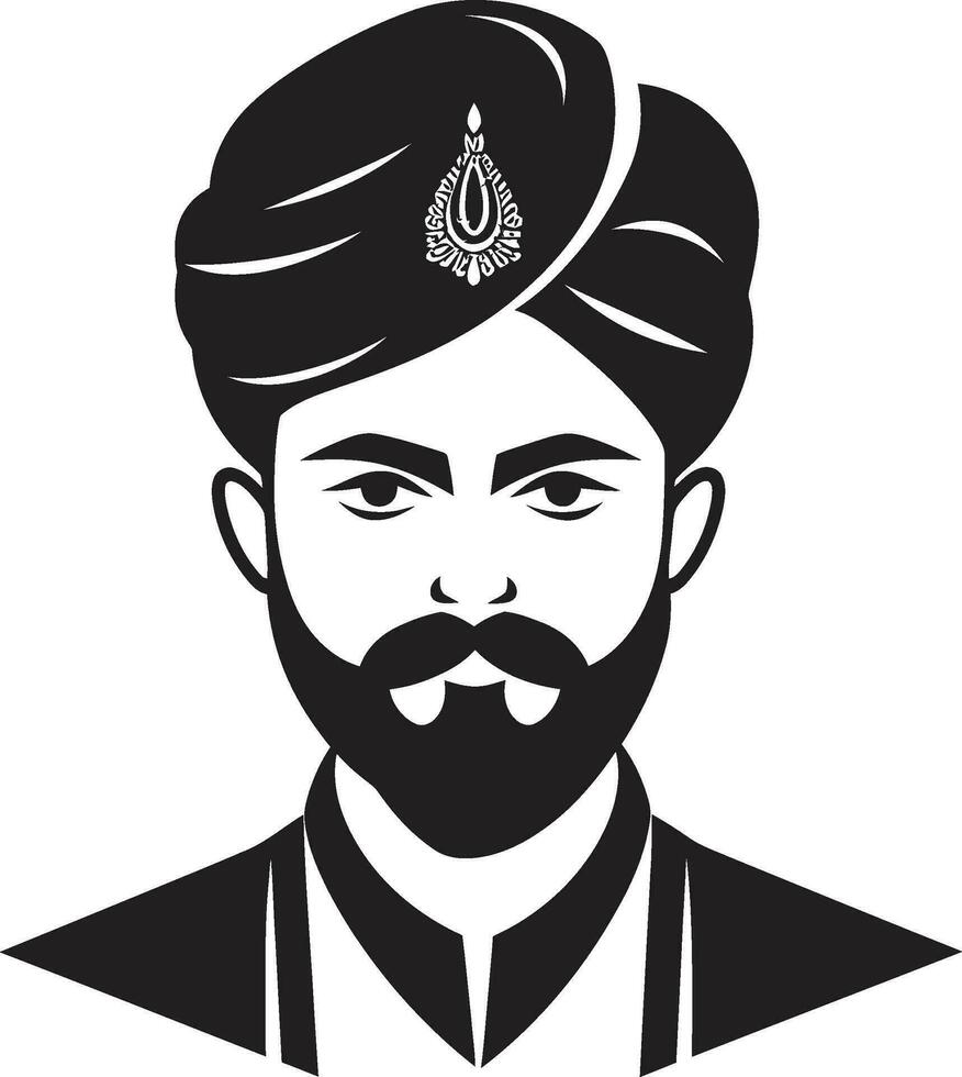 etnico eleganza sposo icona vettore maharaja marchio indiano sposo emblema