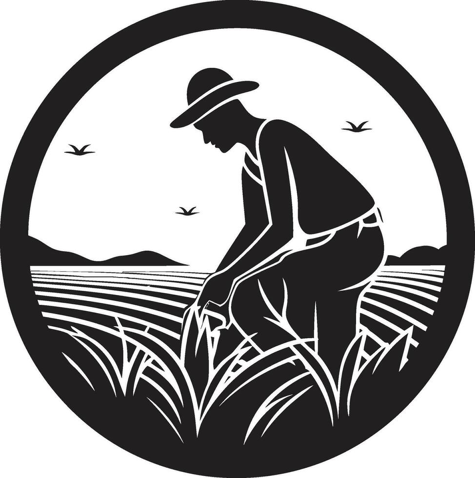 fattoria armonia agricoltura emblema vettore coltivato cresta agricoltura logo design icona
