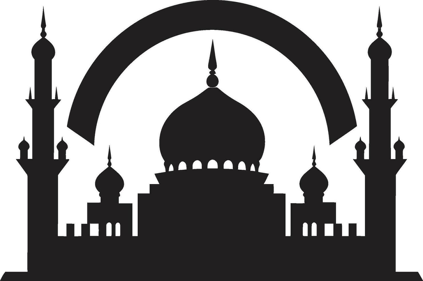 sacro silhouette moschea icona emblema riverente salire moschea emblematico design vettore
