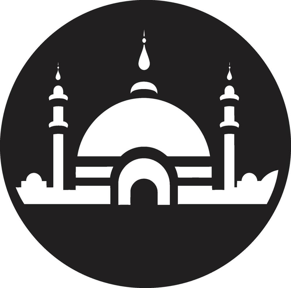 ornato oasi moschea logo emblema islamico meraviglia moschea iconico design vettore