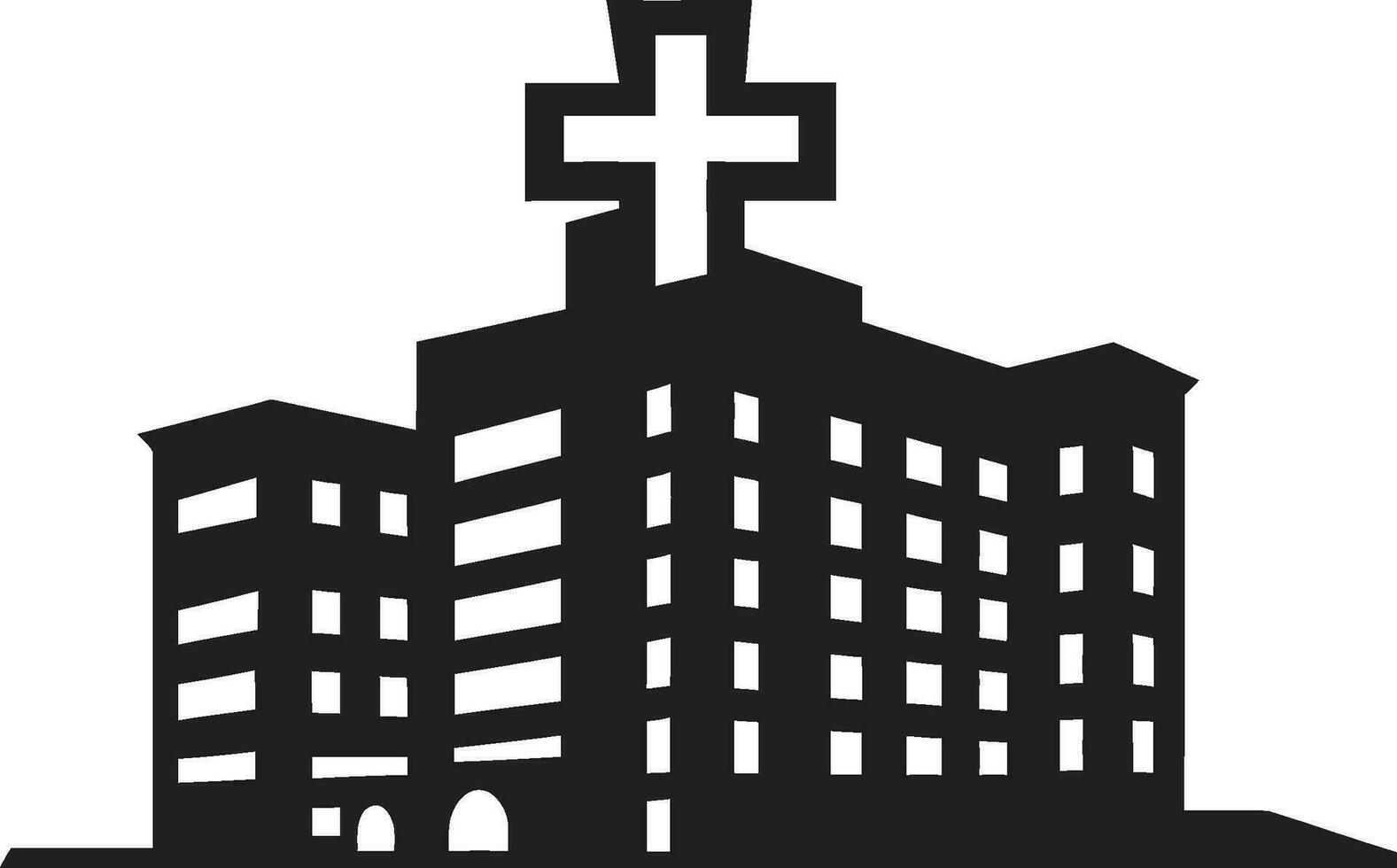 punto di cura highrise ospedale icona vettore Salute porto clinica emblema design