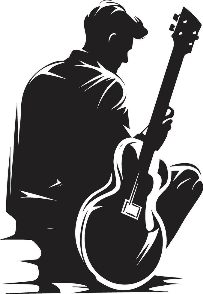 serenata serenità musicista emblematico armonico porto chitarra giocatore logo design vettore